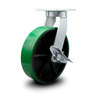 Service Caster 10 Inch Heavy Duty Green Poly on Cast Iron Caster with Brake and Swivel Lock SCC SCC-KP92S1030-PUR-GB-SLB-BSL